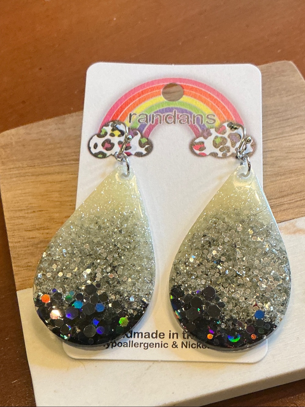 Randans  Silver Ombre Teardrop Earrings - Sparkle Drop